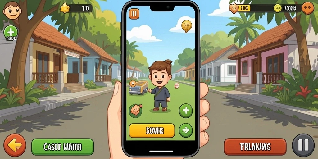 Screenshot dari mode permainan yang berbeda dan menarik.